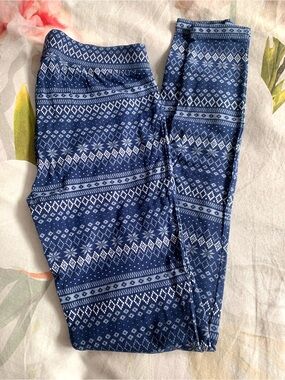 GAP Blue and White Fair Isle Leggings